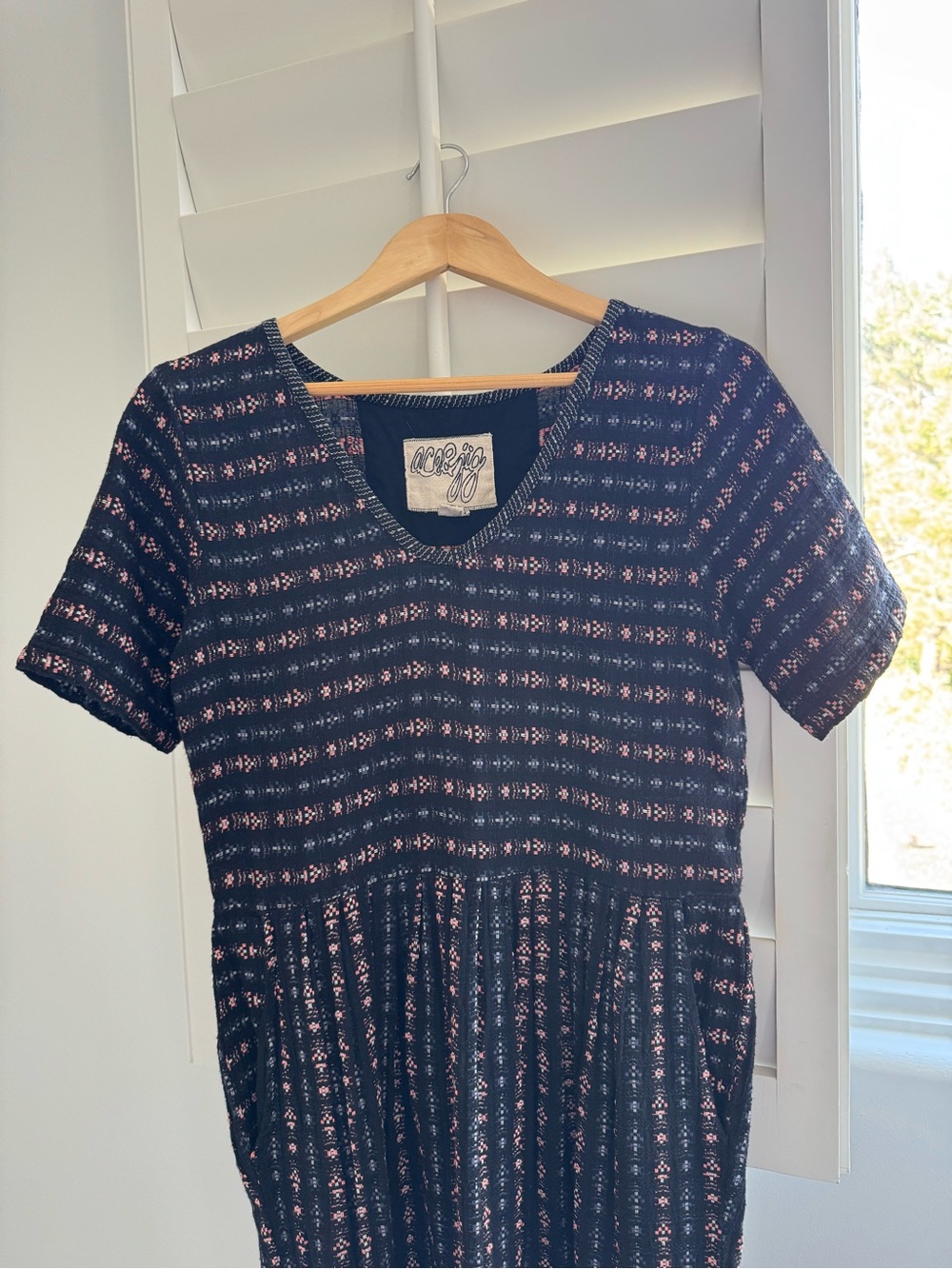 Ace & Jig Navy and Pink Patterned V-Neck Tunic Dress